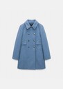 Manteau Marceau bleu ciel en drap de laine Horizon, Nuit TARA JARMON
