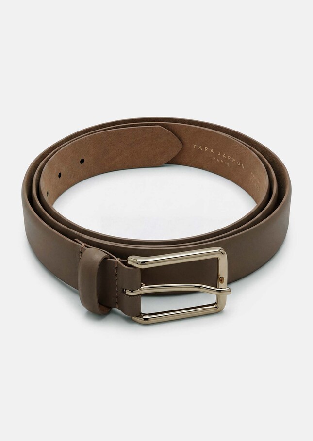 Ceinture Louise beige en cuir lisse Miel TARA JARMON
