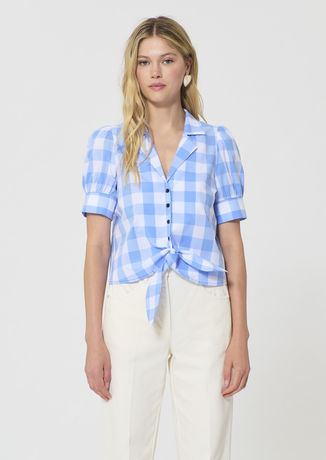 Chemise Côme bleu ciel en vichy en popeline Horizon TARA JARMON