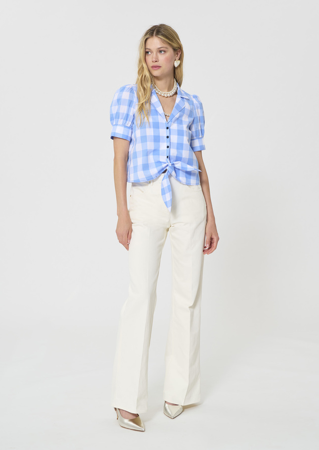 Chemise Côme bleu ciel en vichy en popeline Horizon TARA JARMON