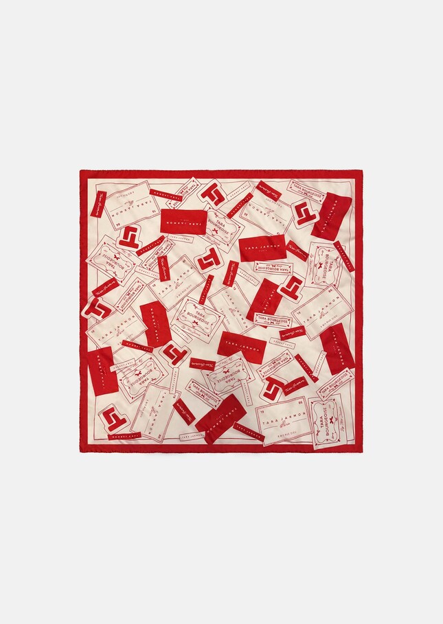 Foulard Eline rouge imprimé en soie Cerise TARA JARMON