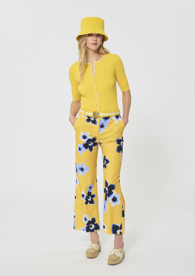 Gilet Gipsy jaune en maille côtelée Mimosa TARA JARMON