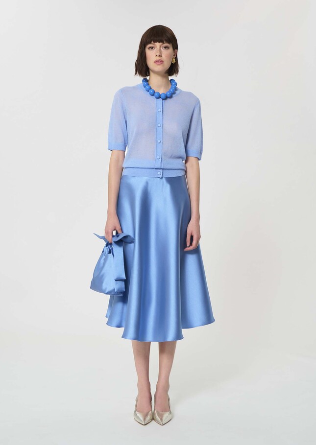 Gilet Gillie bleu ciel en mohair extra fin Horizon TARA JARMON