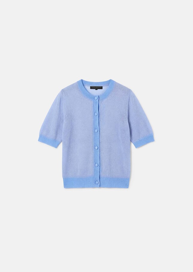Gilet Gillie bleu ciel en mohair extra fin Horizon TARA JARMON