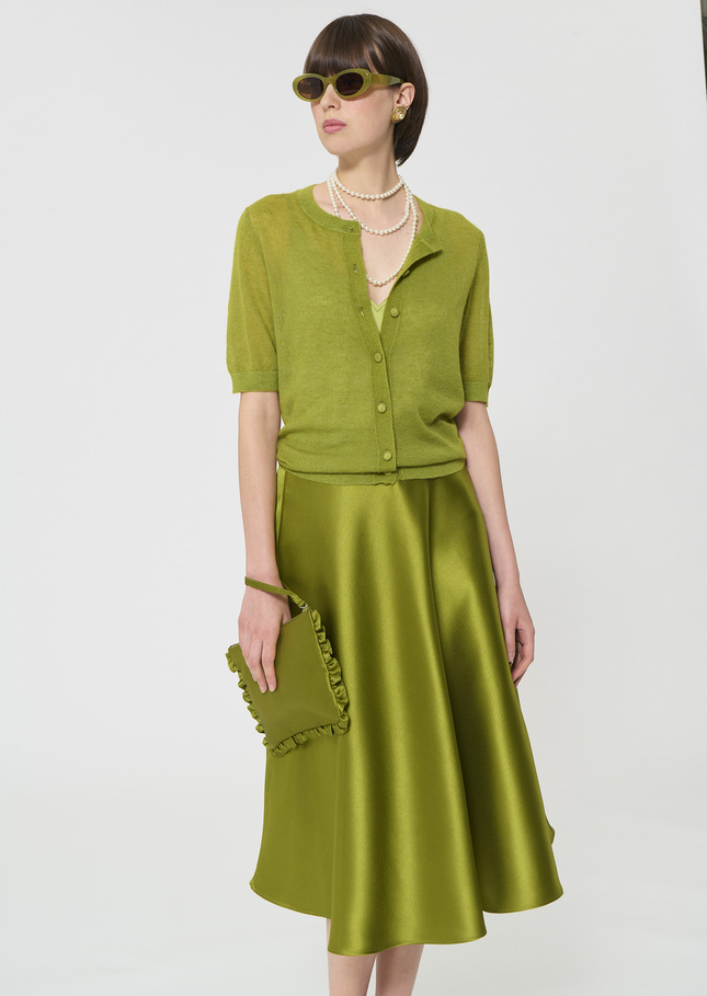 Gilet Gillie vert en mohair extra fin Pomme TARA JARMON