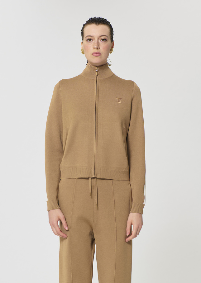 Gilet Gabrielle beige en maille technique Miel TARA JARMON
