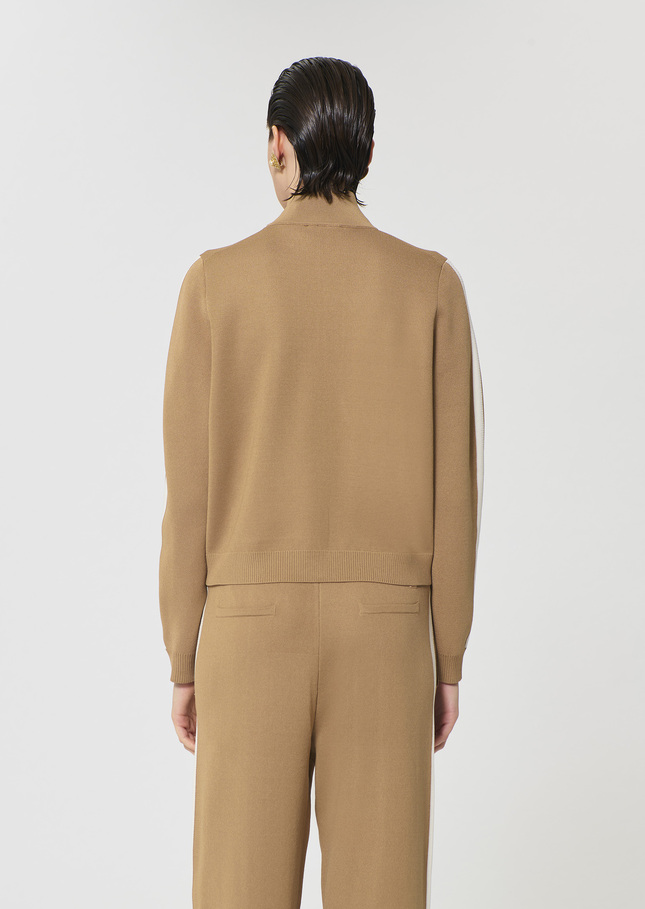 Gilet Gabrielle beige en maille technique Miel TARA JARMON