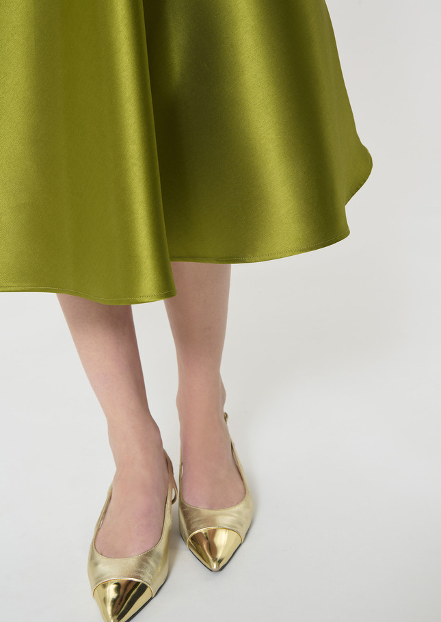 Jupe Joséphine verte en satin duchesse Anis TARA JARMON