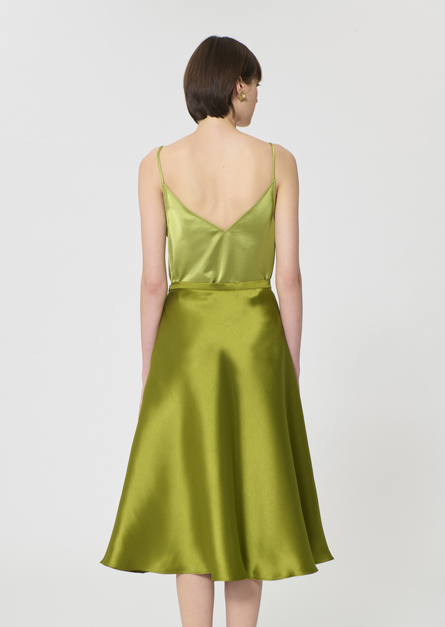Jupe Joséphine verte en satin duchesse Anis TARA JARMON