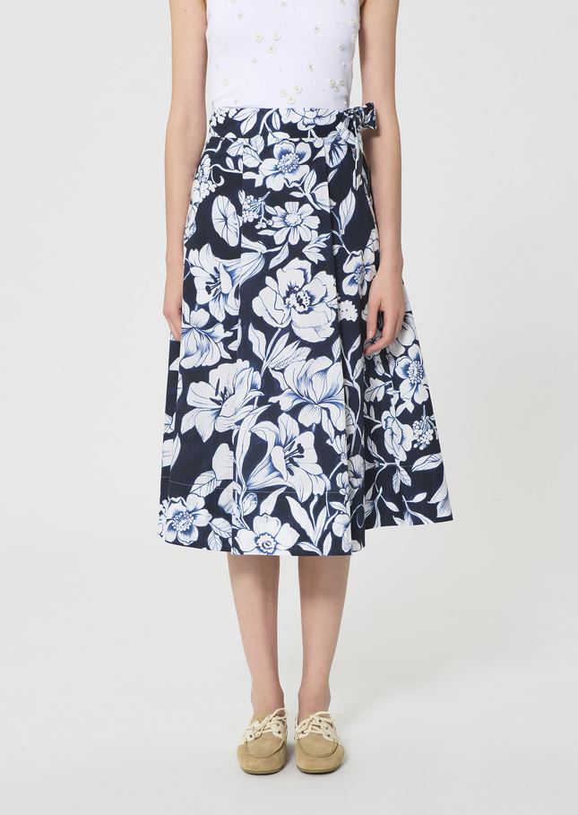 Jupe Jolly bleu nuit imprimé fleuri en coton Nuit TARA JARMON