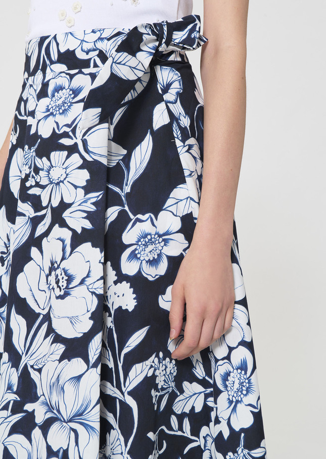 Jupe Jolly bleu nuit imprimé fleuri en coton Nuit TARA JARMON