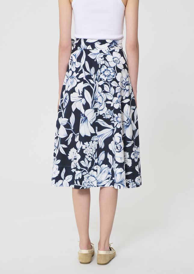 Jupe Jolly bleu nuit imprimé fleuri en coton Nuit TARA JARMON