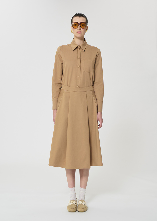 Jupe Joel beige en gabardine de coton Miel TARA JARMON