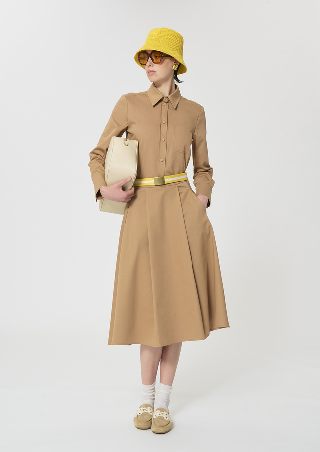 Jupe Joel beige en gabardine de coton Miel TARA JARMON