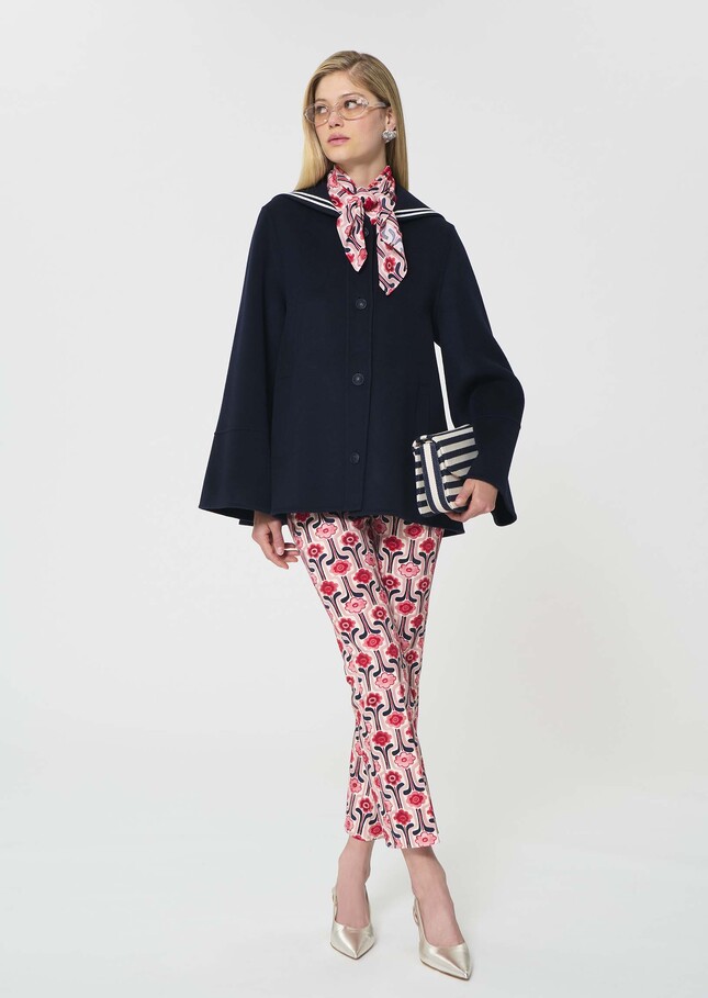 Manteau Melody bleu nuit en laine double face Nuit TARA JARMON