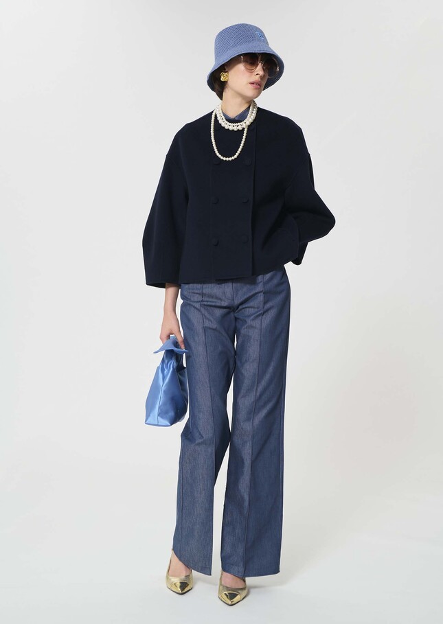 Manteau Milady bleu nuit en laine double face Nuit TARA JARMON