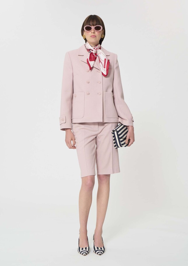 Manteau Mathilde rose pâle en laine texturée Blush TARA JARMON
