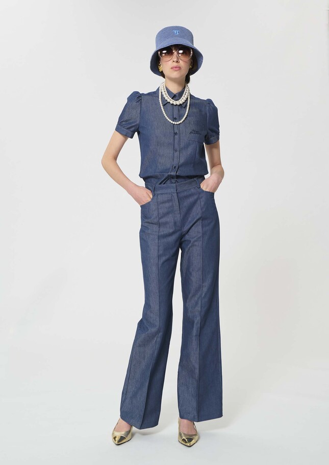 Pantalon Premier bleu en denim léger Jean TARA JARMON