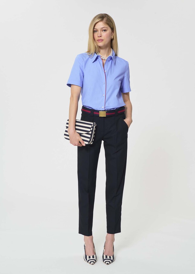 Pantalon Pierrot bleu nuit en toile grain de poudre Nuit TARA JARMON