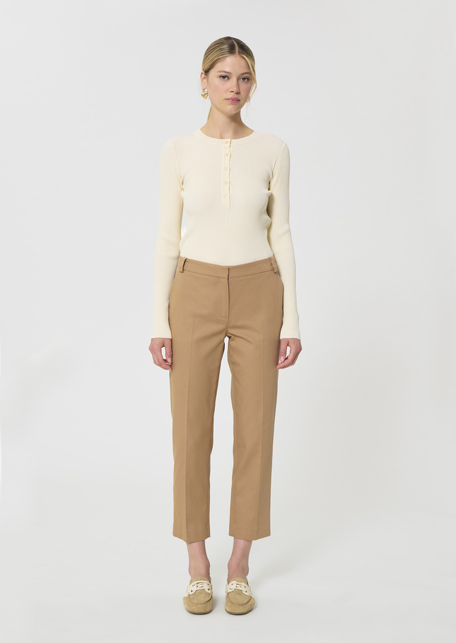 Pantalon Polo beige en garbardine de coton Miel TARA JARMON