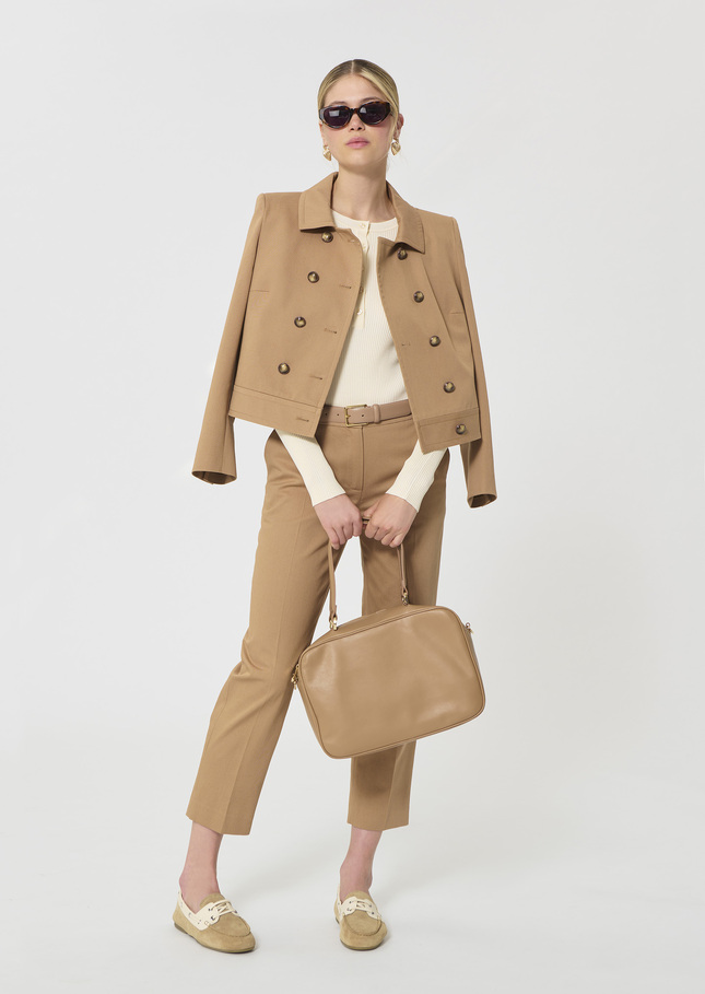Pantalon Polo beige en garbardine de coton Miel TARA JARMON