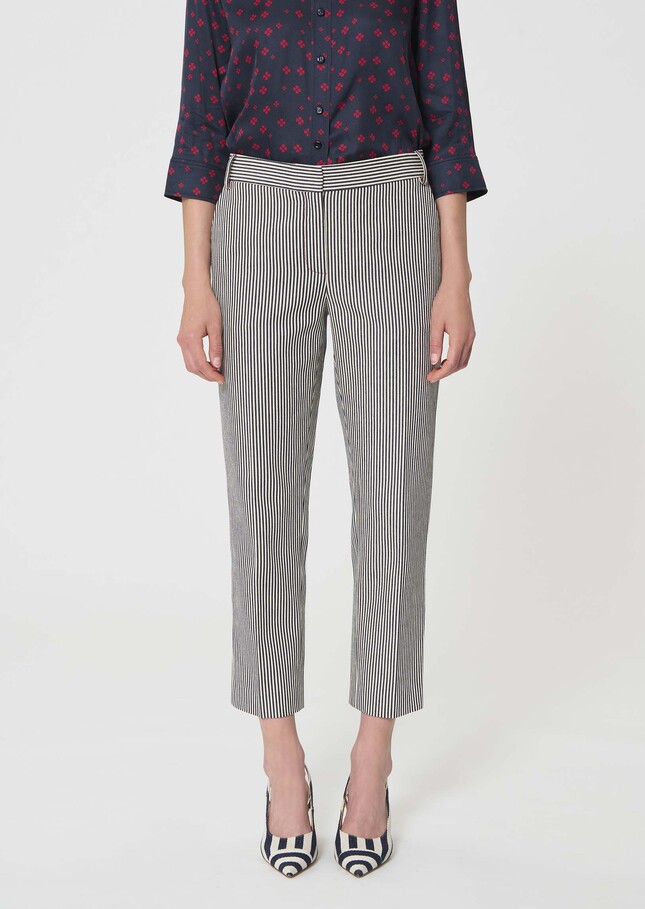 Pantalon Pipo écru à rayures en coton Ecru TARA JARMON