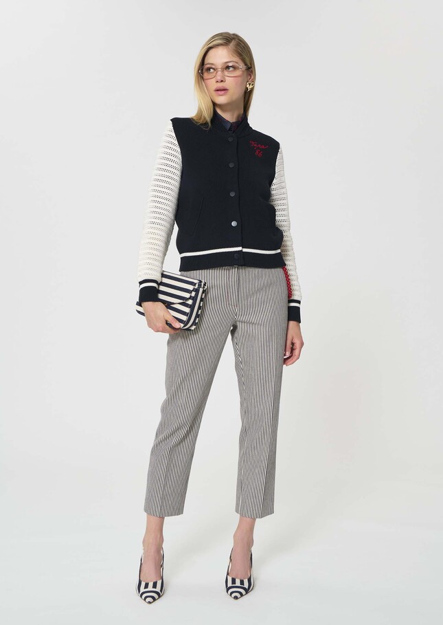 Pantalon Pipo écru à rayures en coton Ecru TARA JARMON