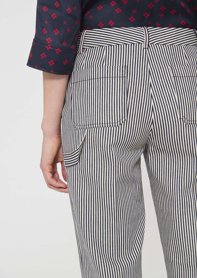 Pantalon Pipo écru à rayures en coton Ecru TARA JARMON