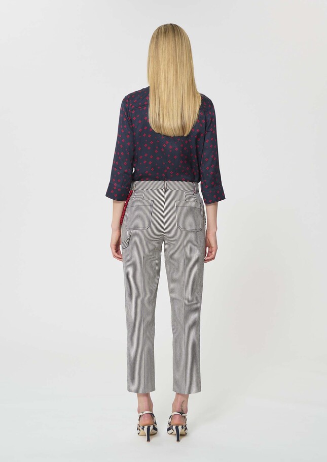 Pantalon Pipo écru à rayures en coton Ecru TARA JARMON