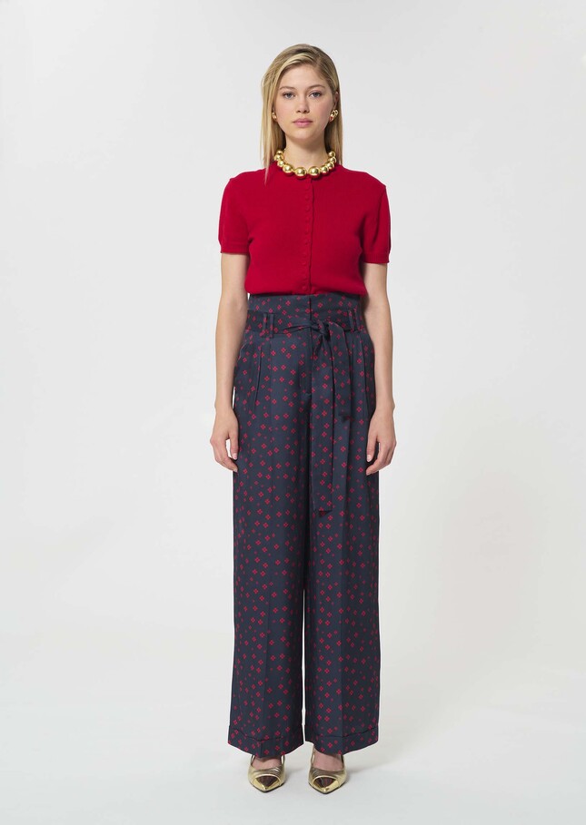 Pantalon Pia bleu nuit imprimé mini trèfles Nuit TARA JARMON