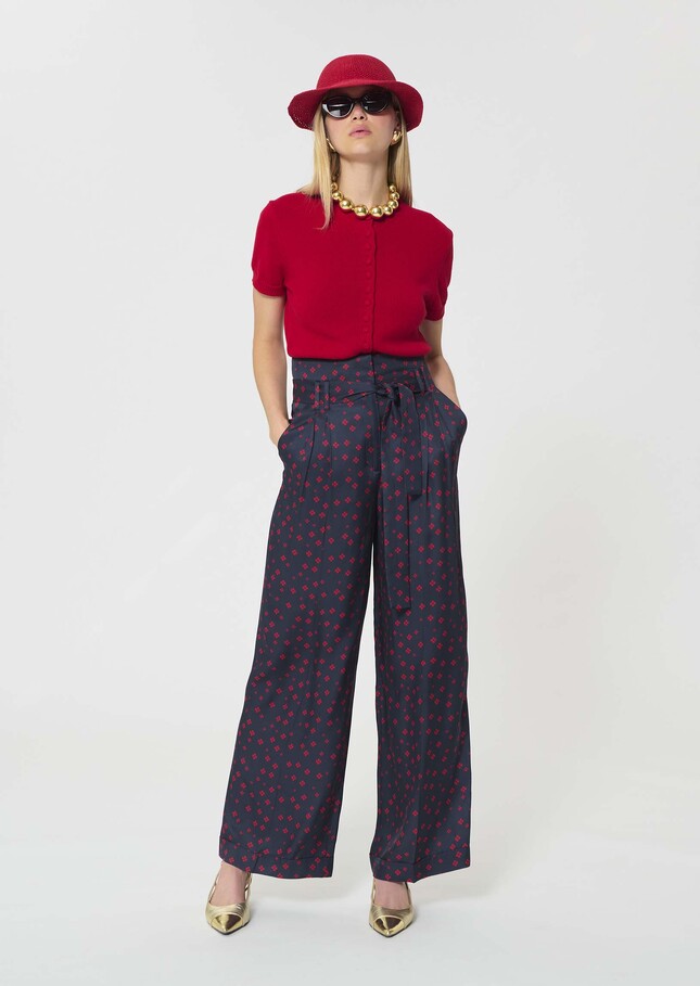 Pantalon Pia bleu nuit imprimé mini trèfles Nuit TARA JARMON