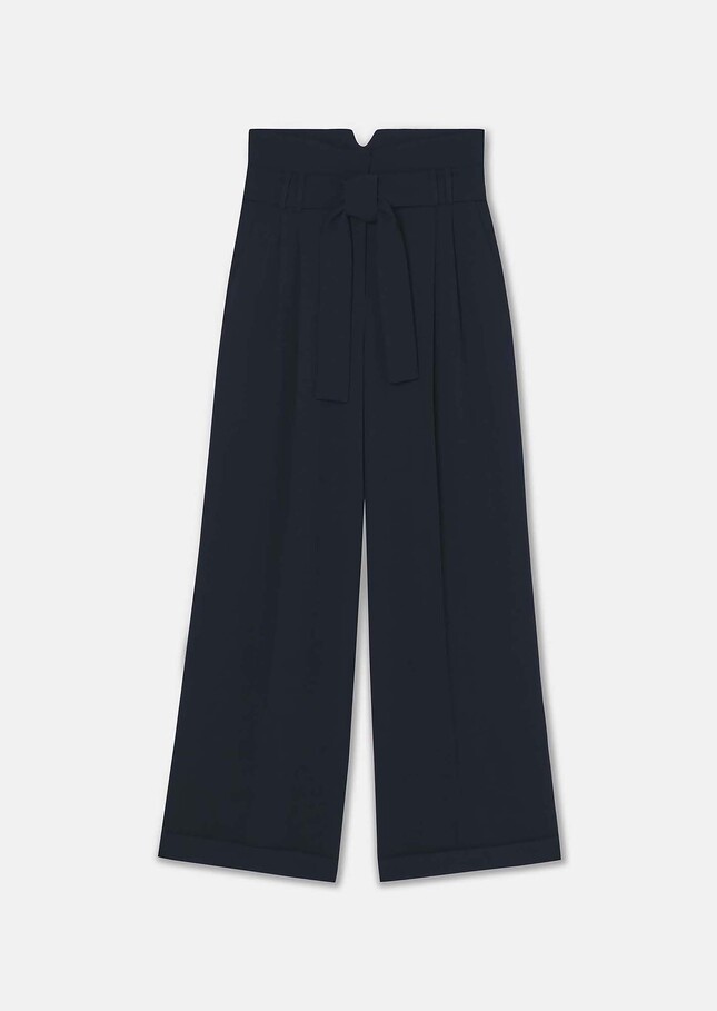 Pantalon Pia bleu nuit en crêpe fluide Nuit TARA JARMON