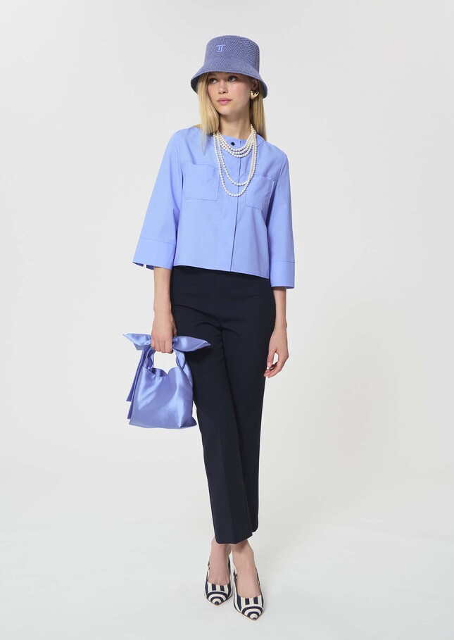 Pantalon Paulin bleu nuit en toile double Nuit TARA JARMON
