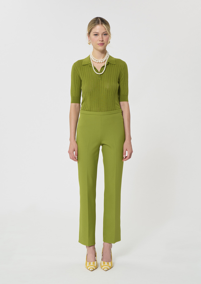 Pantalon Paulin vert en toile double Pomme TARA JARMON