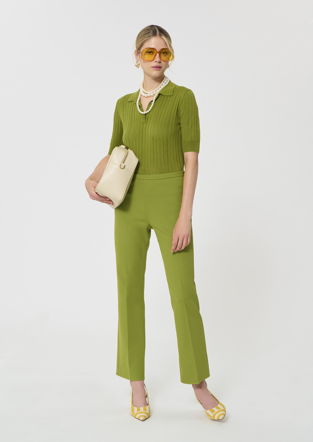Pantalon Paulin vert en toile double Pomme TARA JARMON