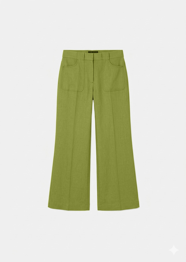 Pantalon Pierrick vert en gabardine de coton Pomme TARA JARMON