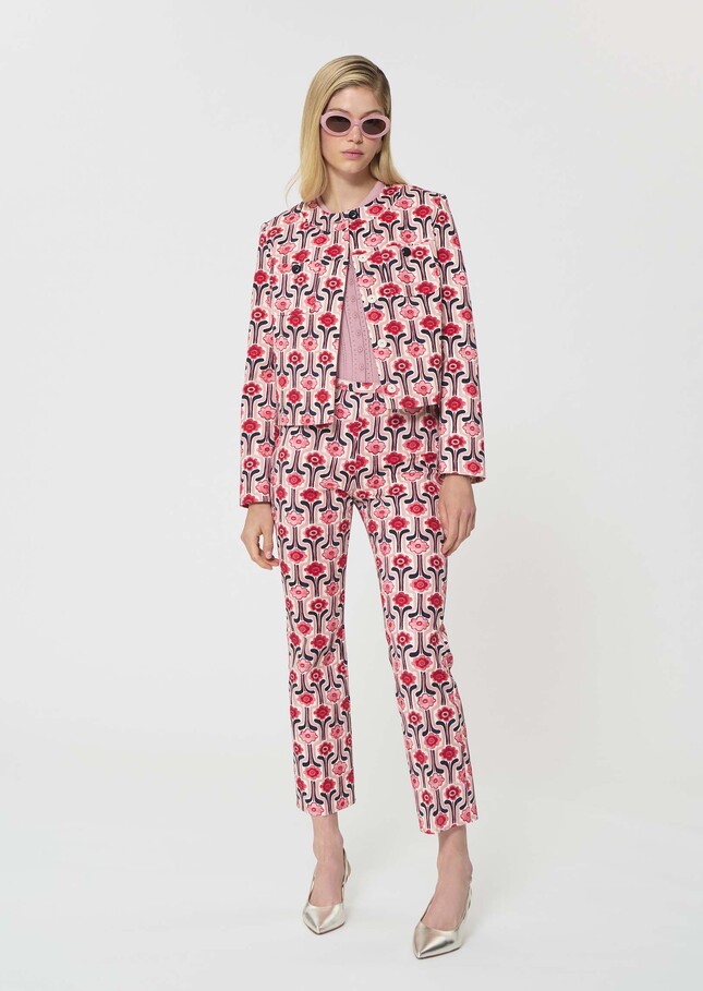 Pantalon Paulino rose pâle imprimé rétro Blush TARA JARMON