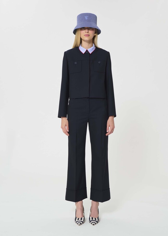 Pantalon Pierre bleu nuit en toile grain de poudre Nuit TARA JARMON