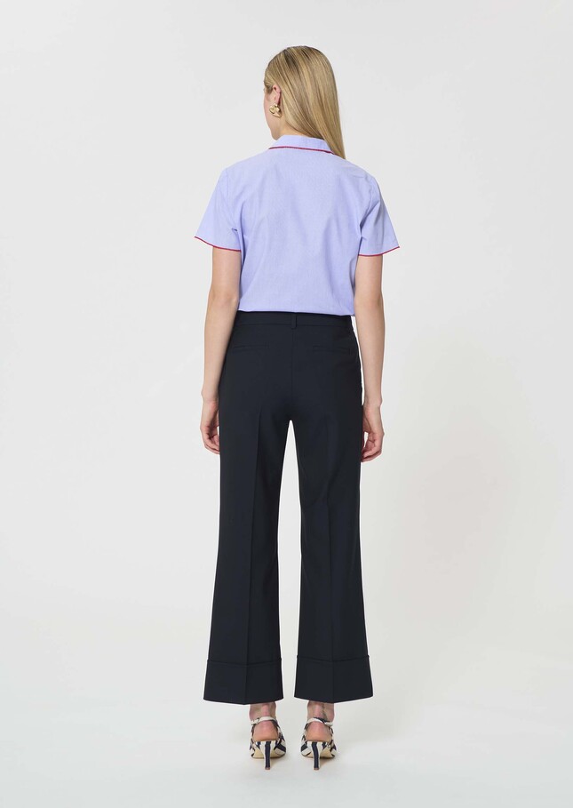 Pantalon Pierre bleu nuit en toile grain de poudre Nuit TARA JARMON