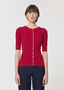 Gilet Gipsy rouge en maille côtelée Cerise, Ecru, Mimosa TARA JARMON
