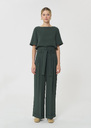 Pantalon Pia vert foncé en crêpe fluide Blush, Cerise, Mimosa, Vert anglais TARA JARMON