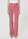 Pantalon Prosper rouge à rayures en lin et coton Cerise TARA JARMON