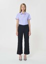 Pantalon Pierre bleu nuit en toile grain de poudre Ecru, Nuit TARA JARMON