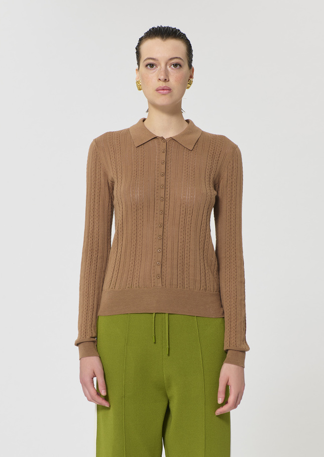Pull Paco beige en coton soyeux Miel TARA JARMON