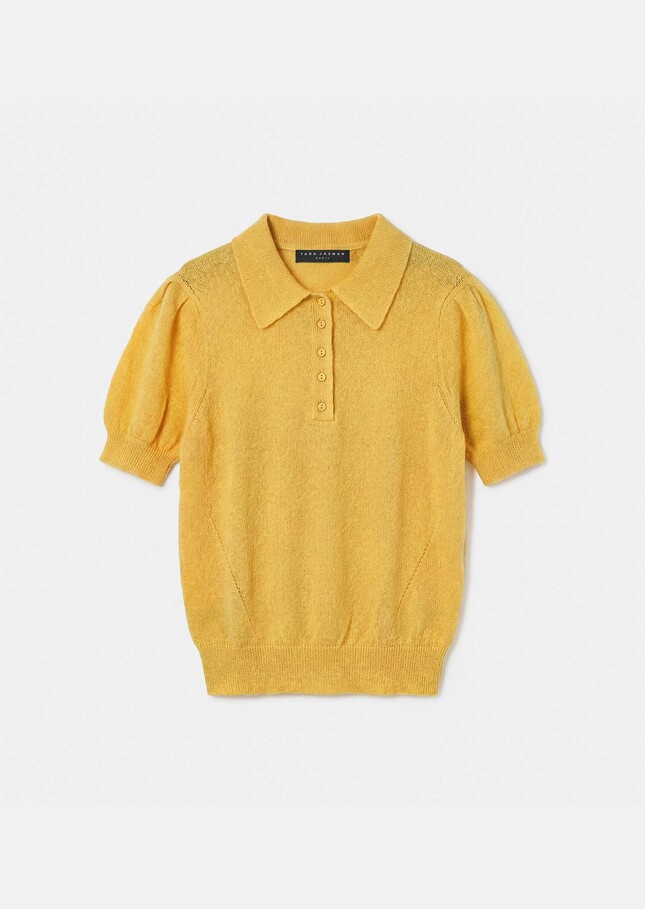 Pull Poppie jaune en mohair extra fin Mimosa TARA JARMON