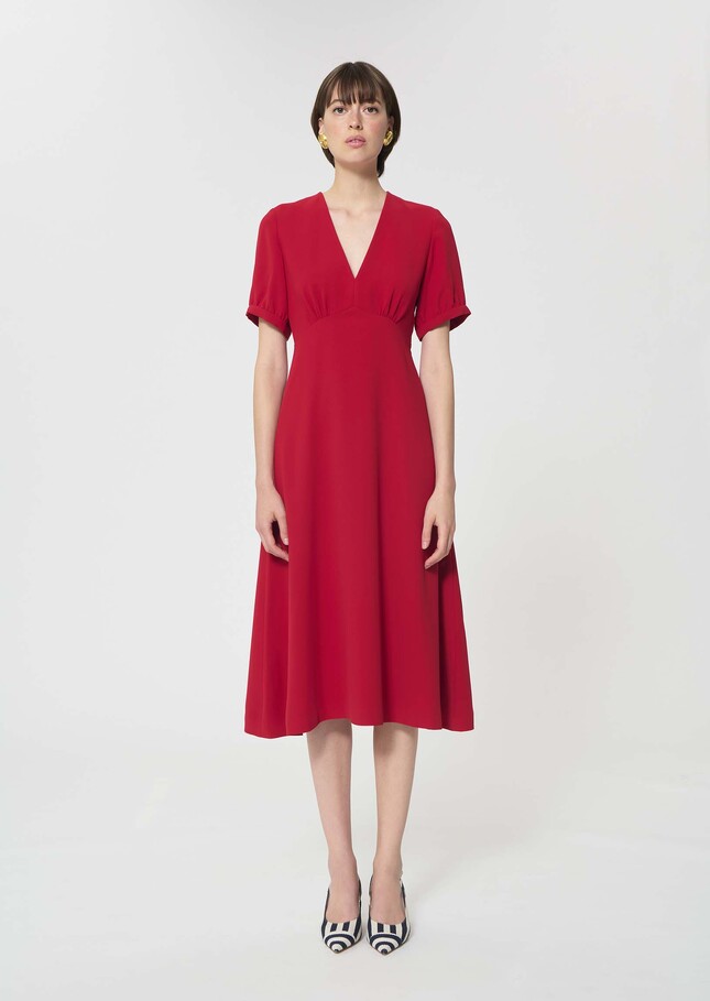 Robe Robbie rouge en crêpe fluide Cerise TARA JARMON