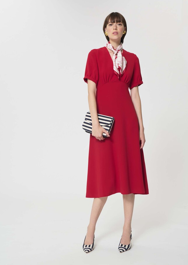 Robe Robbie rouge en crêpe fluide Cerise TARA JARMON
