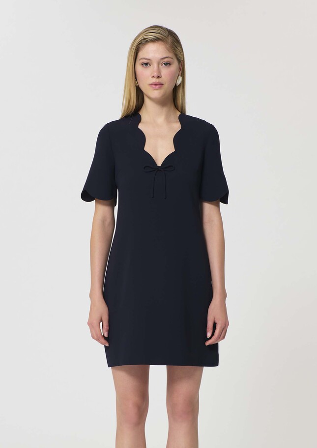 Robe Romelina bleu nuit en crêpe fluide Nuit TARA JARMON