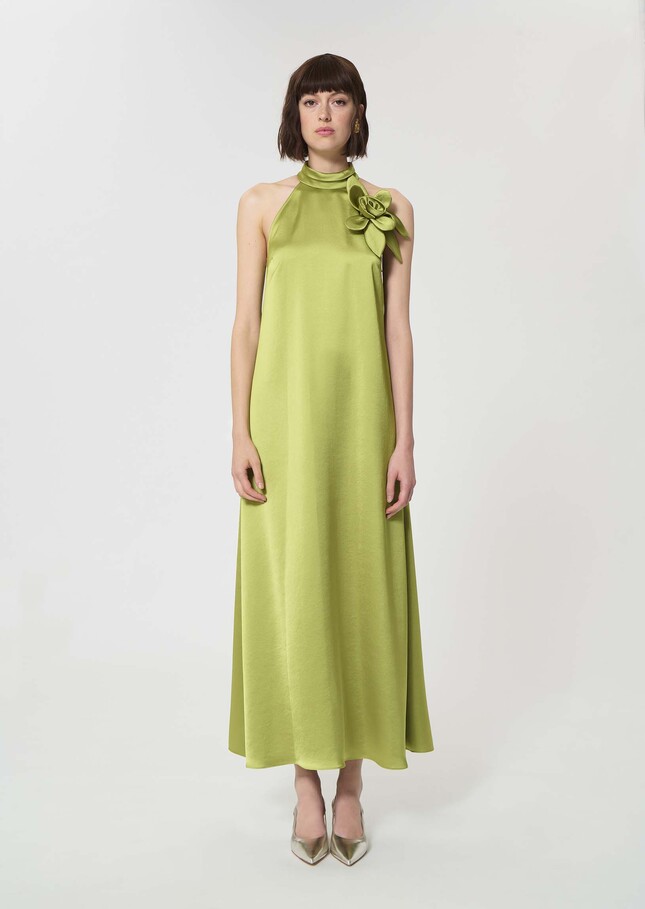 Robe Rosso verte en satin Anis TARA JARMON