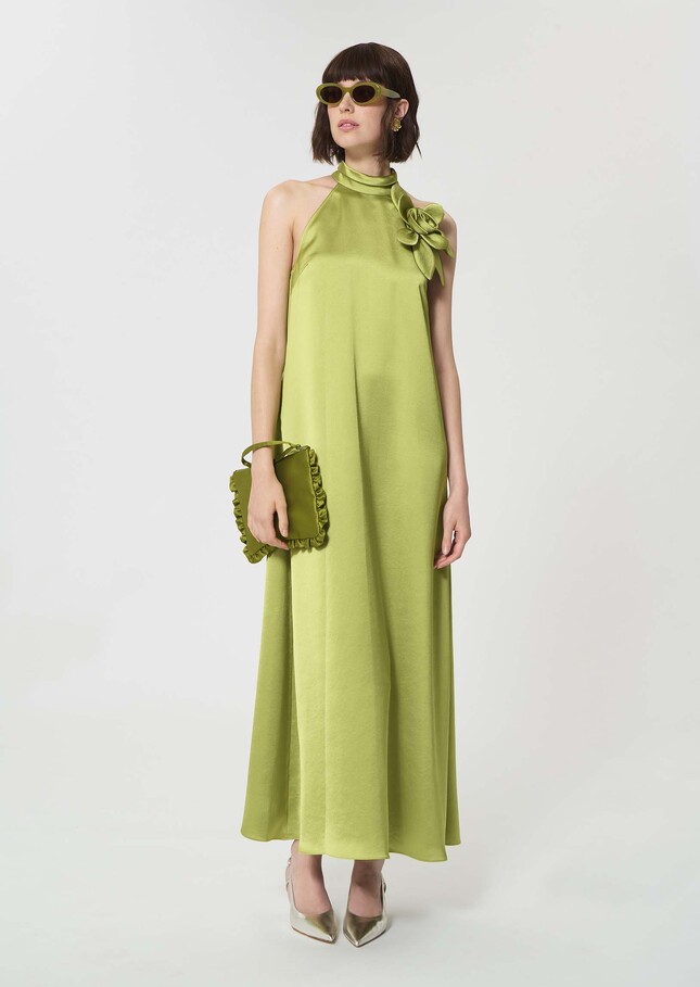 Robe Rosso verte en satin Anis TARA JARMON